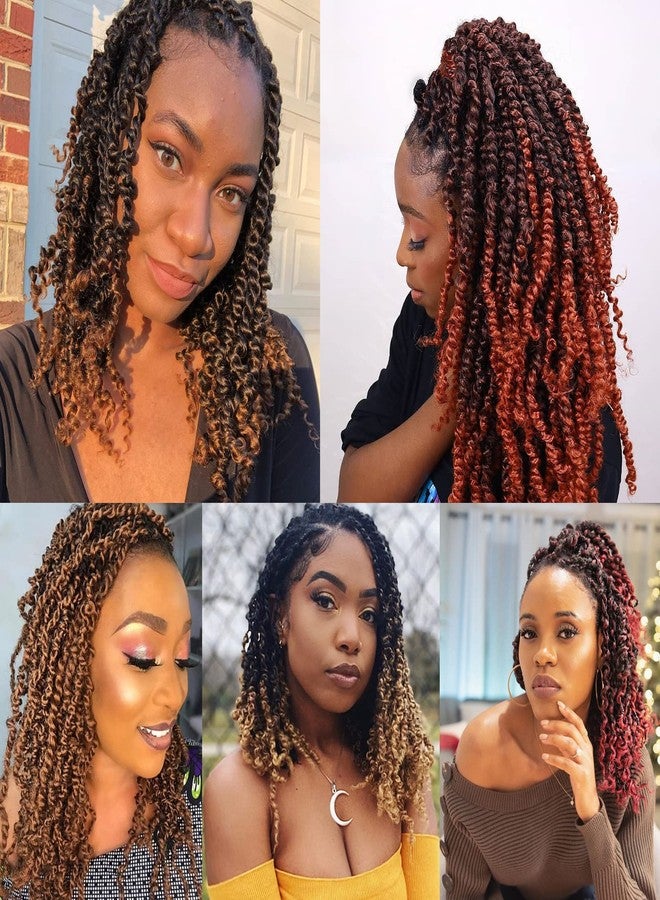 Leeven 8 Packs Pre Twisted Passion Twist Crochet Hair 12 Inch 3 Tone Ombre Brown Pre Looped Short Bomb Twists Curly Ends Bohemian Braids Synthetic Hair Extensions for Women 12 Strands/Pack #1B/30/27 - Image 5
